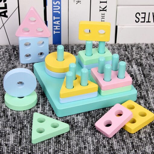 brinquedo montessori para bebe torre geometrica modelo babycolors 03