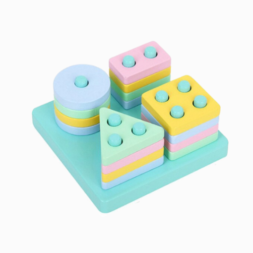 brinquedo montessori para bebe torre geometrica modelo babycolors