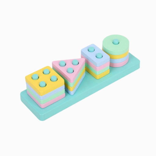 brinquedo montessori para bebe torre geometrica modelo babycolors retangular