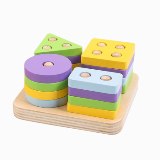 brinquedo montessori para bebe torre geometrica modelo forestcolors