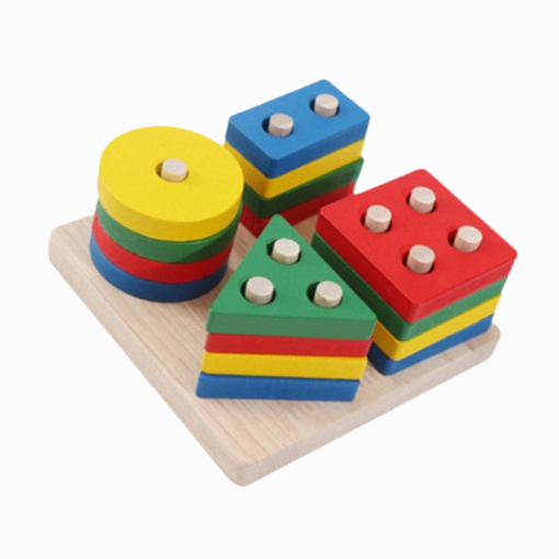 brinquedo montessori para bebe torre geometrica modelo tradicional