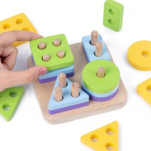 loja chiquititos brinquedo montessori para bebe torre geometrica modelo forestcolors 1