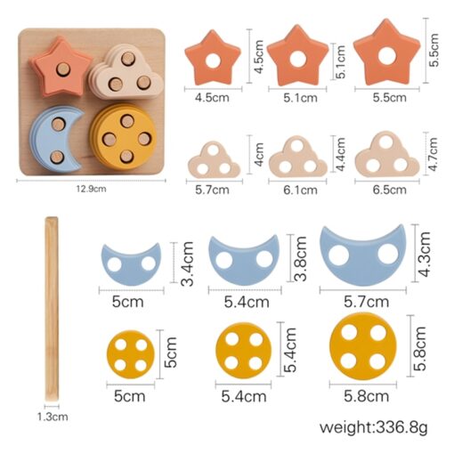 Medidas Brinquedo Montessori de Empilhamento de Formas de Silicone Lindo Céu