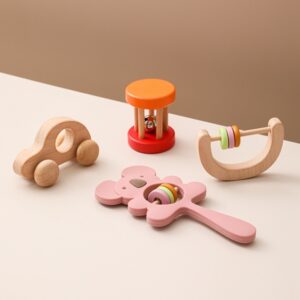 Loja Chiquititos Conjunto de Brinquedos Chocalhos com Carrinho de Madeira 4 pecas 6