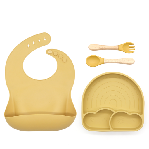 variantimage3Beb silicone conjunto de alimenta o da crian a placas do beb bib colher garfo pratos