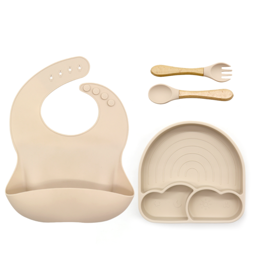 variantimage5Beb silicone conjunto de alimenta o da crian a placas do beb bib colher garfo pratos